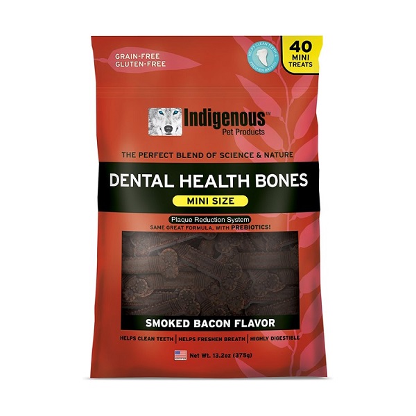 Indigenous Pet Products Smoked Bacon Flavored Mini Dental Dog Treats - 40 count
