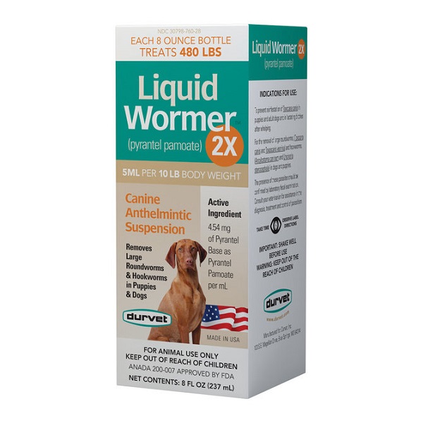 Durvet Liquid Wormer 2X Dog Dewormer - 8oz