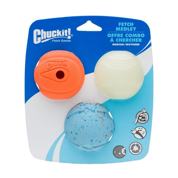 Chuckit! Fetch Ball Medley Triple Pack Dog Toy - Medium