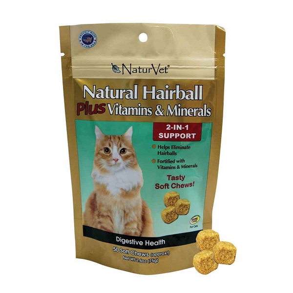NaturVet Hairball+ Vitamin Support Soft Chew - 50ct