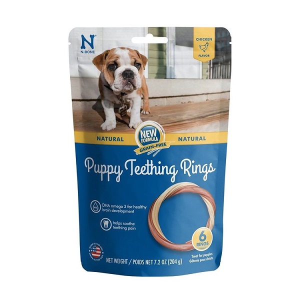 N-Bone Puppy Teething Ring Chicken Flavor Grain-Free Dog Treats - 6pk