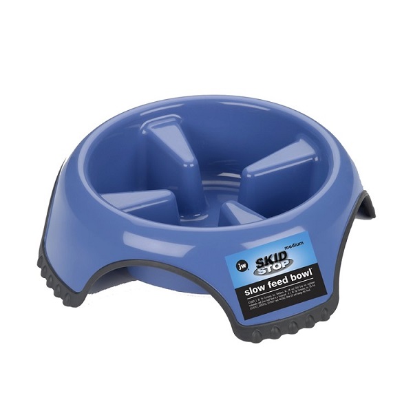 JW Pet Skid Stop Slow Feed Dog Bowl - Medium (Assorted Colors)