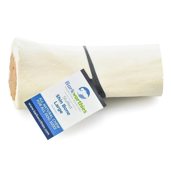 Barkworthies Shin Bone Stuffed with Bully Stick Blend Dog Treat - (5"-6")