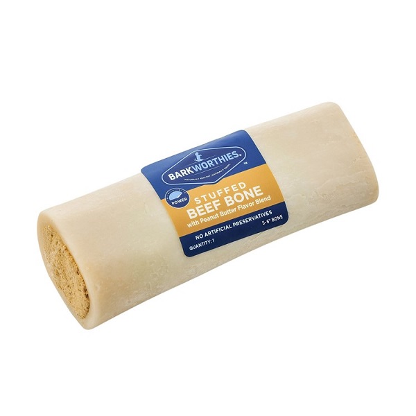 Barkworthies Shin Bone Stuffed with Peanut Butter Dog Treat - (5-6")