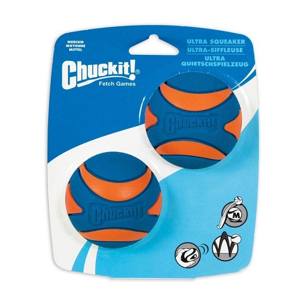 Chuckit! Ultra Squeaker Ball Tough Dog Toy (2pk) - Medium
