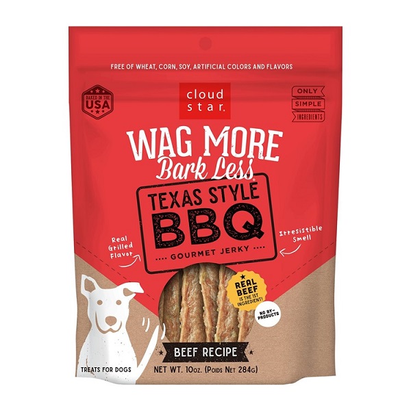 Cloud Star Wag More Bark Less Texas Style BBQ Jerkey Beef Recipe Dog Treats - 10oz