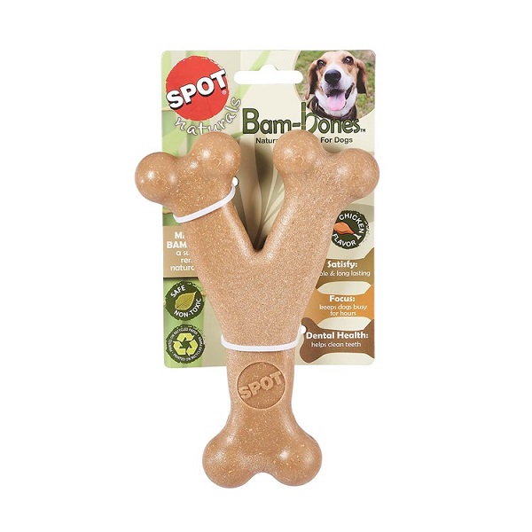 Ethical Pet Spot Naturals Bam-bones Wishbone Chicken Flavored Dog Chew Toy - (7")