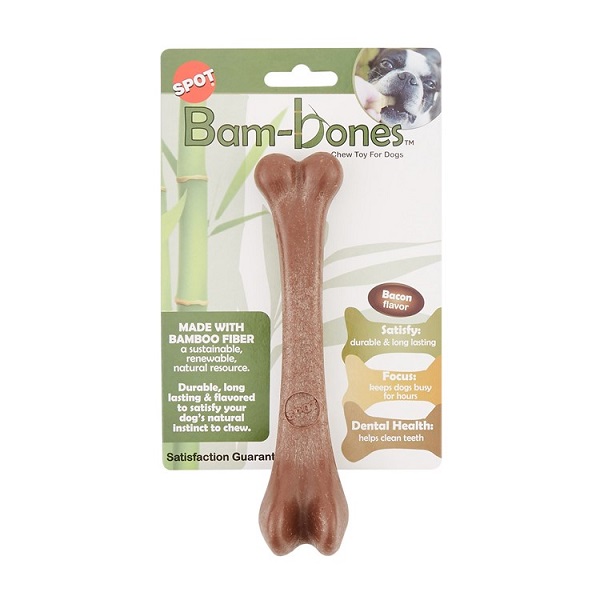 Ethical Pet Spot Naturals Bam-bones Bone Bacon Flavored Dog Chew Toy - (7.25")