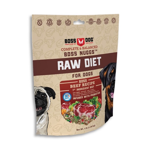 Boss Dog BOSS NUGGS Raw Diet Beef Recipe Dog Food - 3lb