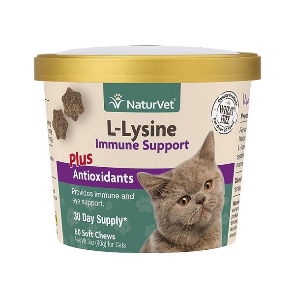 NaturVet L-Lysine Immune Support Plus Antioxidants Soft Chew Cat Supplement - 60ct