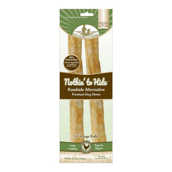 Nothin' To Hide Chicken Flavor Rawhide Alternative Roll Dog Chew (2pk) - Large (10")