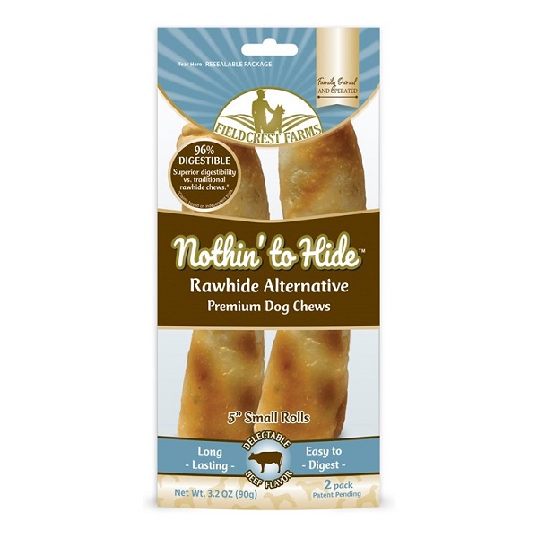 Nothin' To Hide Beef Flavor Rawhide Alternative Roll Dog Chew (2pk) - Small (5")