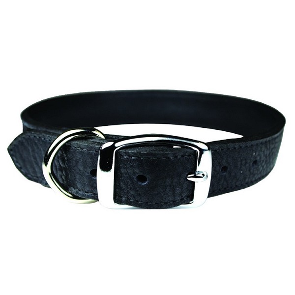 OmniPet Luxe Black Leather Dog Collar - (1/2" x 24')
