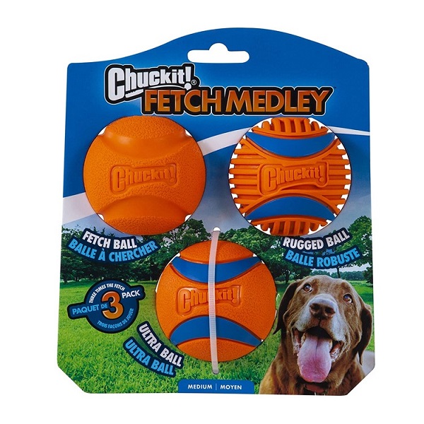 Chuckit! GEN3 Fetch Ball Medley Triple Pack Dog Toy - Medium