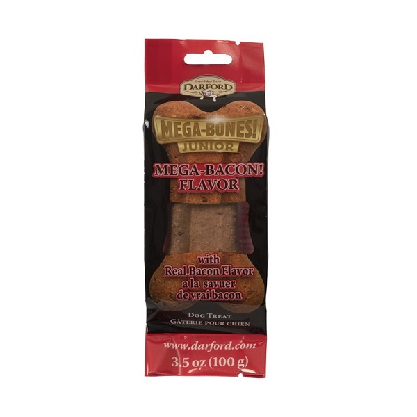 DARFORD Mega Bones Junior Mega Bacon Flavor Bone Dog Treat - 3.5oz