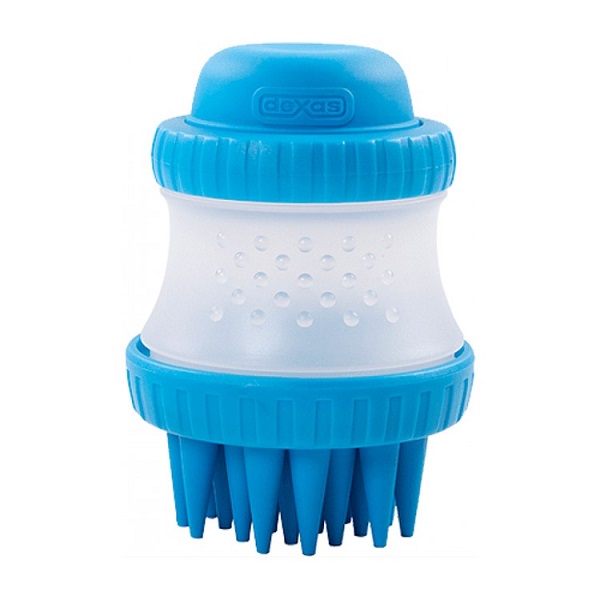 Dexas Silicone ScrubBuster Pro Dog Washing Brush w/Built-in Shampoo Reservoir - Blue