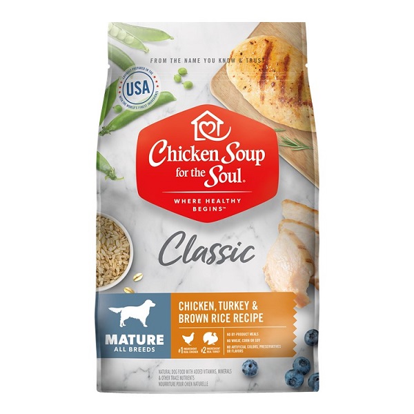 Chicken Soup for The Soul Chicken, Turkey & Brown Rice Recipe Mature Dog Food - 28lb
