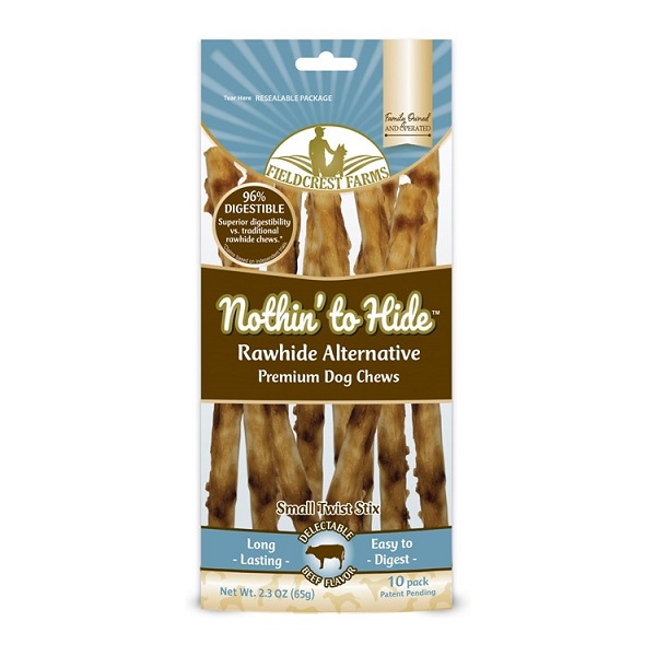 Nothin' To Hide Beef Flavor Rawhide Alternative Twist Dog Chew (10pk) - Small (5")