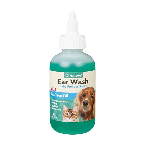 NaturVet Baby Powder Scent Plus Tea Tree Oil Pet Ear Wash - 4oz