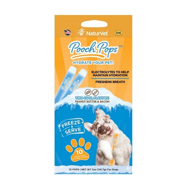 NaturVet Pooch Pops Peanut Butter & Bacon Hydration Dog Supplement - 10ct