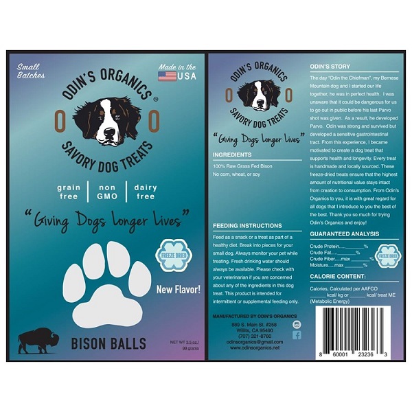 Odin's Organics Bison Ball Savory Dog Treats