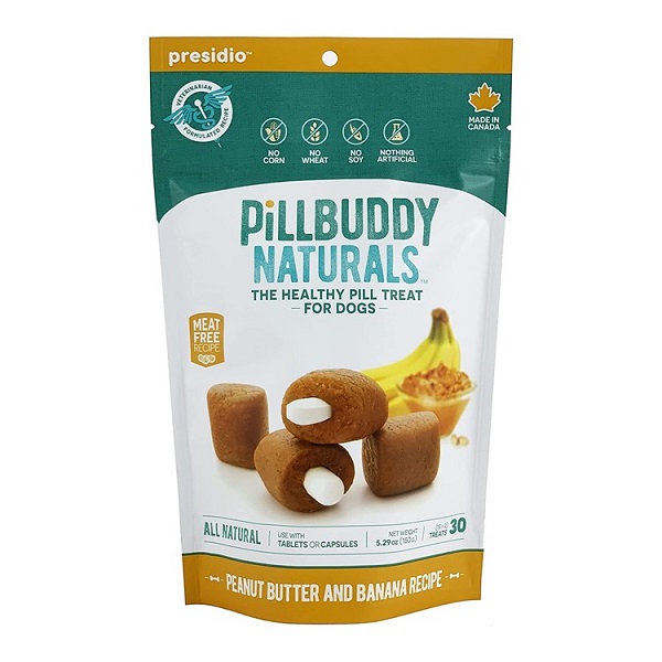 Presidio Pill Buddy Naturals Peanut Butter & Banana Recipe Pill Treat For Dogs - 30ct