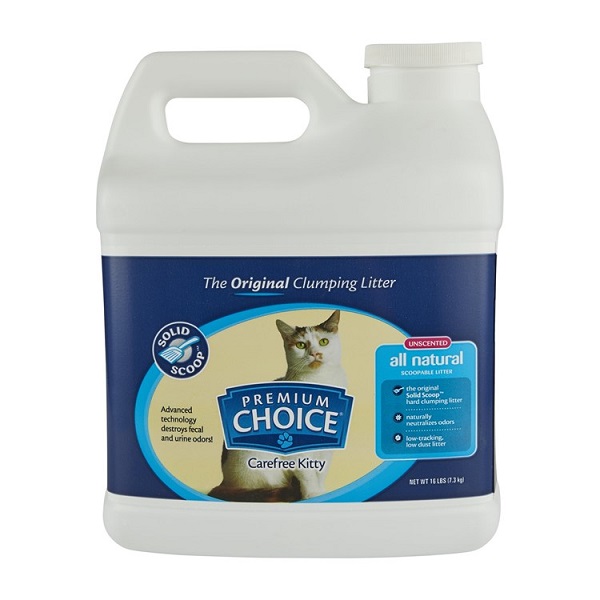 Premium Choice Carefree Unscented Clumping Clay Cat Litter Jug - 16lb