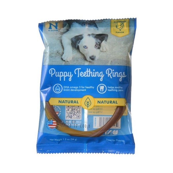 N-Bone Puppy Chicken Flavor Teething Ring Dog Treat - 1.2oz