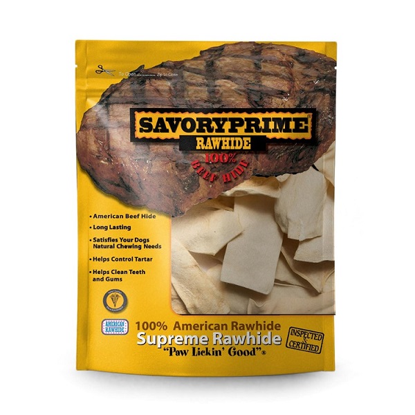 Savory Prime Chicken Flavor Beef Rawhide Chips - 2" x 6" (1lb)