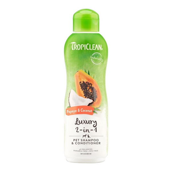 TropiClean Luxury 2 in 1 Papaya & Coconut Pet Shampoo & Conditioner - 20oz