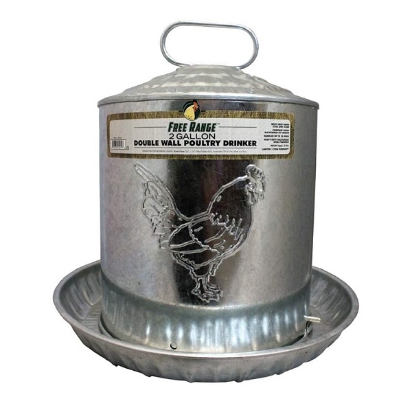 Harris Farms Double Metal Wall Poultry Drinker - 2 Gallon