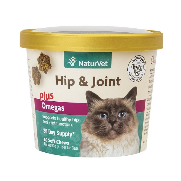 NaturVet Hip & Joint Plus Omegas Cat Soft Chews - 60ct