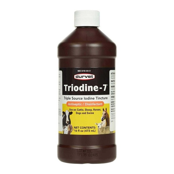Durvet Triodine-7 Triple Source Iodine Tincture Antiseptic Disinfectant - 16oz