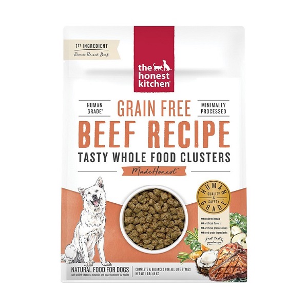 The Honest Kitchen Grain-Free Beef Whole Food Clusters Dog Food- 1lb