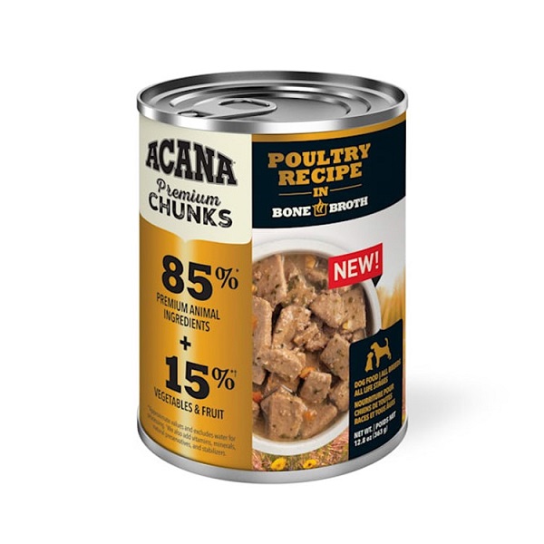 ACANA Premium Chunks Poultry Recipe in Bone Broth Wet Dog Food - 12.8oz