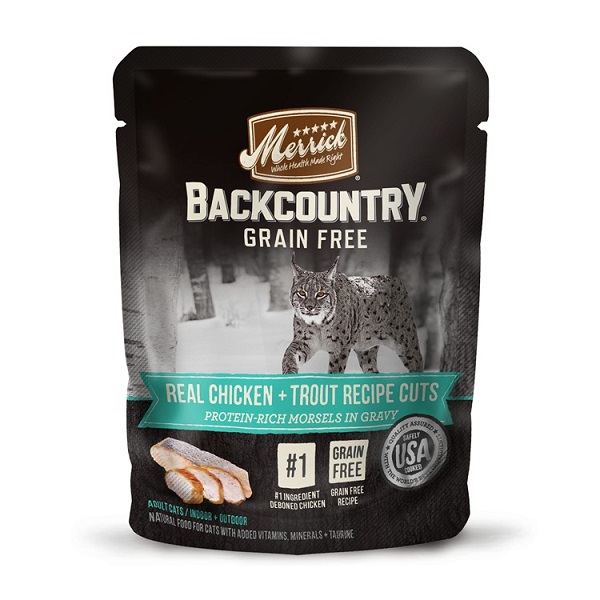 Merrick Backcountry Grain-Free Real Chicken & Trout Recipe Cuts Cat Food Pouches - 3oz