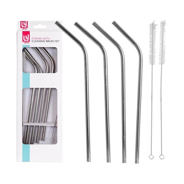 Down To Earth Stainless Steel Straw & Brush Set