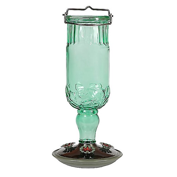 Perky-Pet Green Antique Bottle Glass Hummingbird Feeder - 24oz
